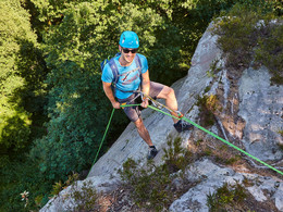 Profi-Bergsteiger klettert am Dreikaiserstuhl